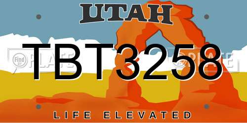 TBT3258 Utah License Plate