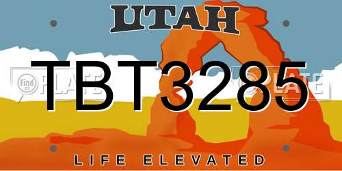 TBT3285 Utah License Plate