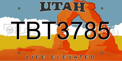 TBT3785 Utah License Plate