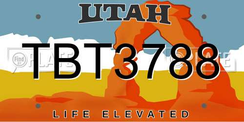 TBT3788 Utah License Plate