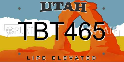 TBT465 Utah License Plate