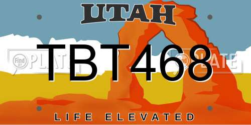 TBT468 Utah License Plate
