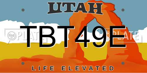 TBT49E Utah License Plate
