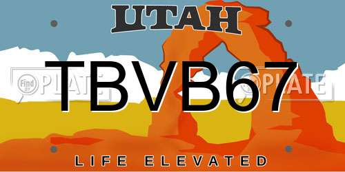 TBVB67 Utah License Plate