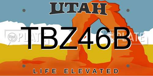 TBZ46B Utah License Plate