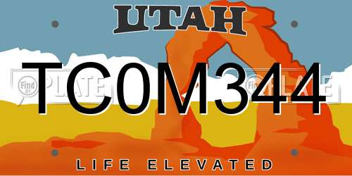 TC0M344 Utah License Plate