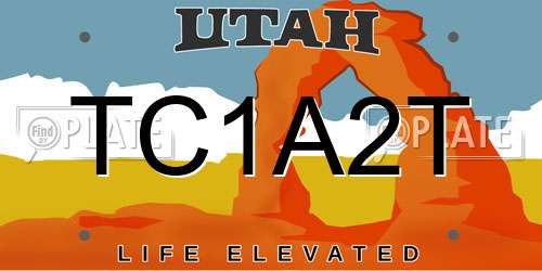 TC1A2T Utah License Plate