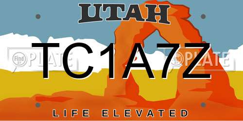 TC1A7Z Utah License Plate