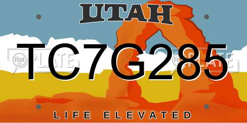 TC7G285 Utah License Plate
