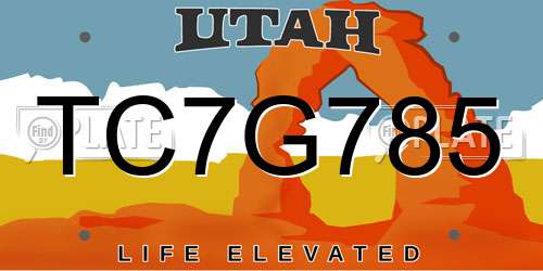 TC7G785 Utah License Plate