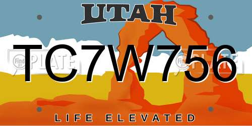 TC7W756 Utah License Plate