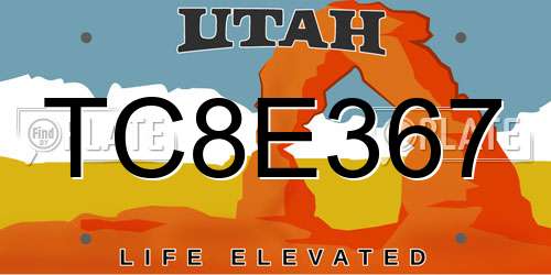 TC8E367 Utah License Plate