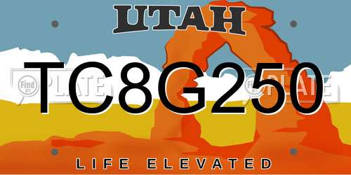 TC8G250 Utah License Plate