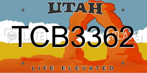 TCB3362 Utah License Plate