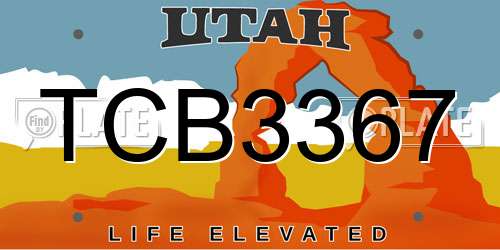 TCB3367 Utah License Plate