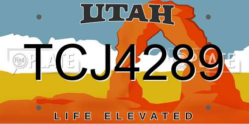 TCJ4289 Utah License Plate