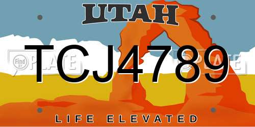 TCJ4789 Utah License Plate