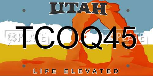 TCOQ45 Utah License Plate