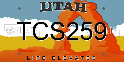 TCS259 Utah License Plate
