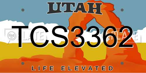 TCS3362 Utah License Plate