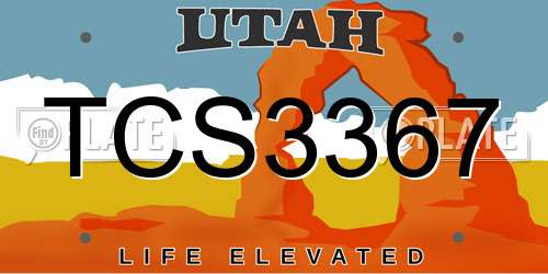 TCS3367 Utah License Plate