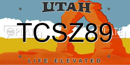 TCSZ89 Utah License Plate