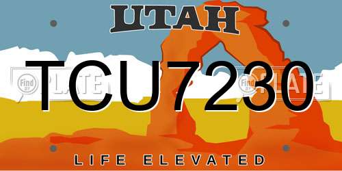 TCU7230 Utah License Plate