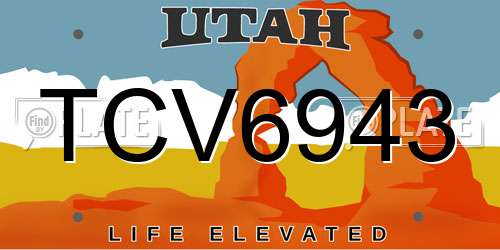 TCV6943 Utah License Plate