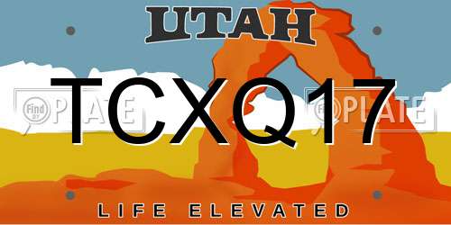 TCXQ17 Utah License Plate