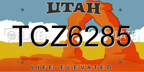TCZ6285 Utah License Plate