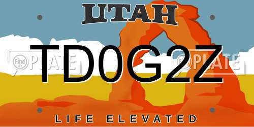TD0G2Z Utah License Plate