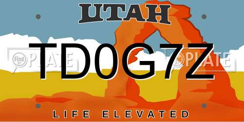 TD0G7Z Utah License Plate