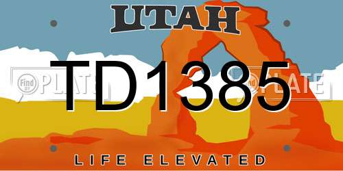 TD1385 Utah License Plate