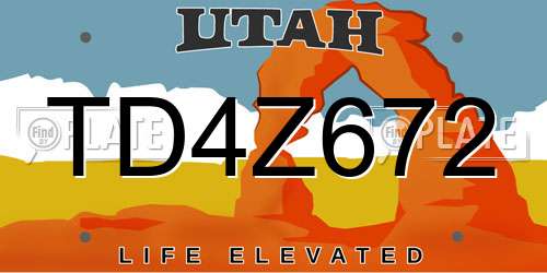 TD4Z672 Utah License Plate