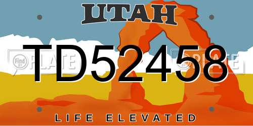 TD52458 Utah License Plate