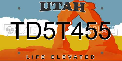 TD5T455 Utah License Plate