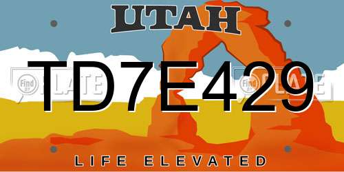 TD7E429 Utah License Plate