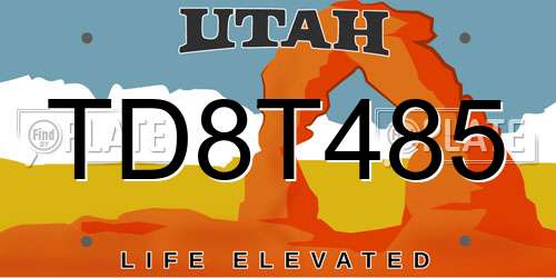 TD8T485 Utah License Plate