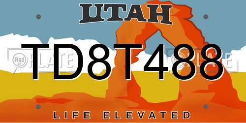 TD8T488 Utah License Plate