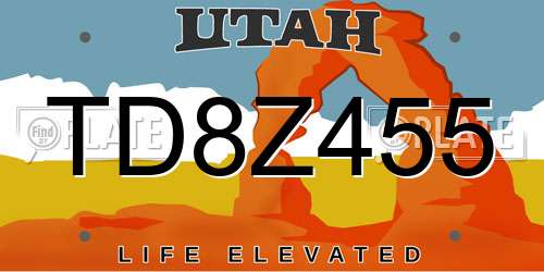 TD8Z455 Utah License Plate