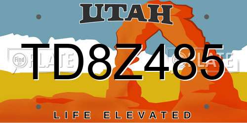 TD8Z485 Utah License Plate