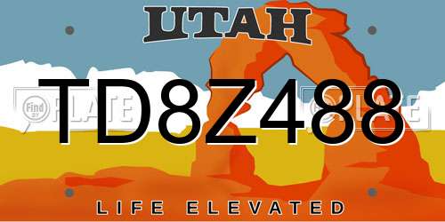 TD8Z488 Utah License Plate
