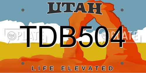 TDB504 Utah License Plate