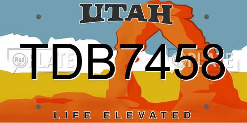TDB7458 Utah License Plate