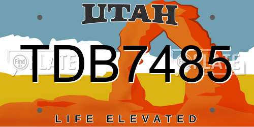 TDB7485 Utah License Plate