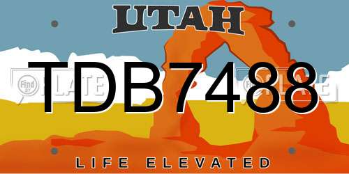 TDB7488 Utah License Plate