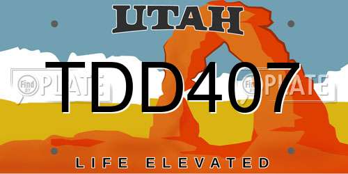 TDD407 Utah License Plate