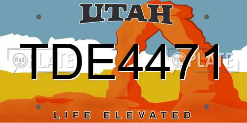 TDE4471 Utah License Plate