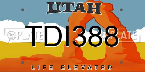 TDI388 Utah License Plate