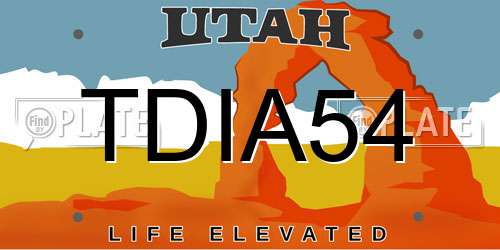 TDIA54 Utah License Plate